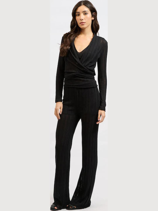 Collectiva Noir Women's Fabric Trousers Black