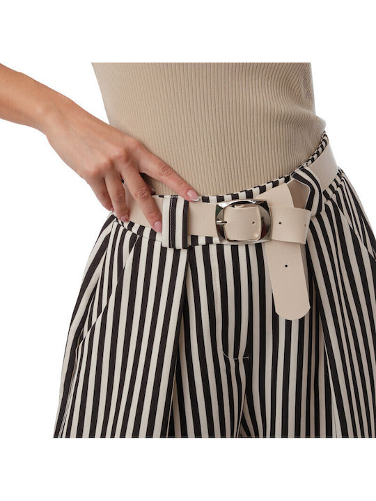 Pantaloni Largi Cu Dungi Negri Cu Curea