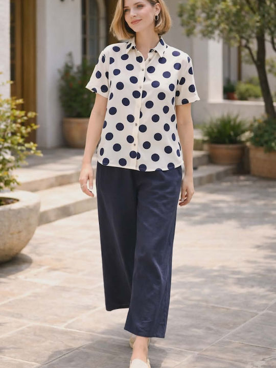 Women's Blue Set with Straight Leg Trousers