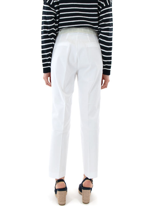 MY T Γυναικείο Υφασμάτινο Capri Παντελόνι Slim Fit Λευκο