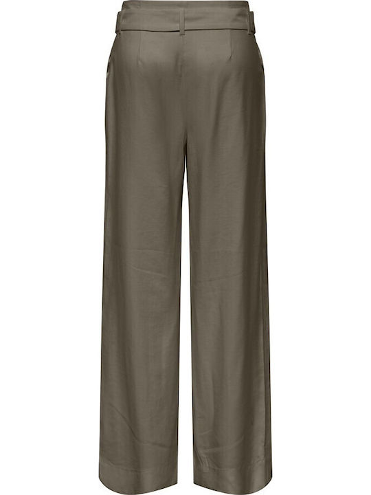 Wide Women's High Rise Pantaloons in Loose Fit Khaki