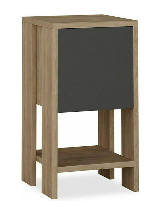 Bedside Table Ema Wooden Natural / Anthracite 30x30x55cm