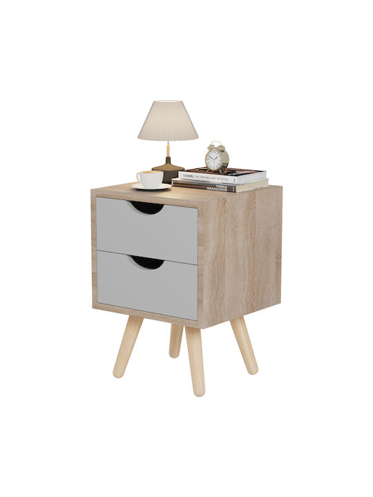 Bedside Table Dinkl Wooden Beige 29.7x29.7x45cm