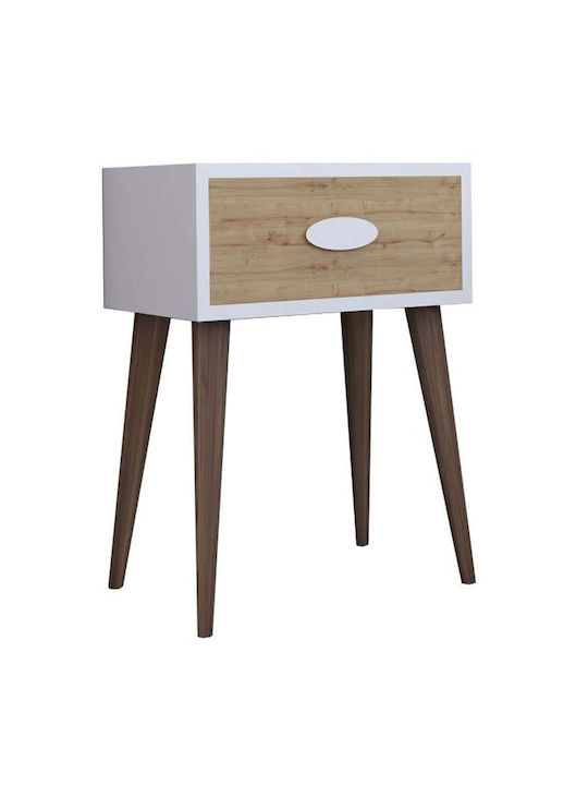Bedside Table Laber Wooden Walnut White Sonoma 45x30x57.5cm