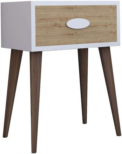 Bedside Table Laber Wooden Walnut White Sonoma 45x30x57.5cm