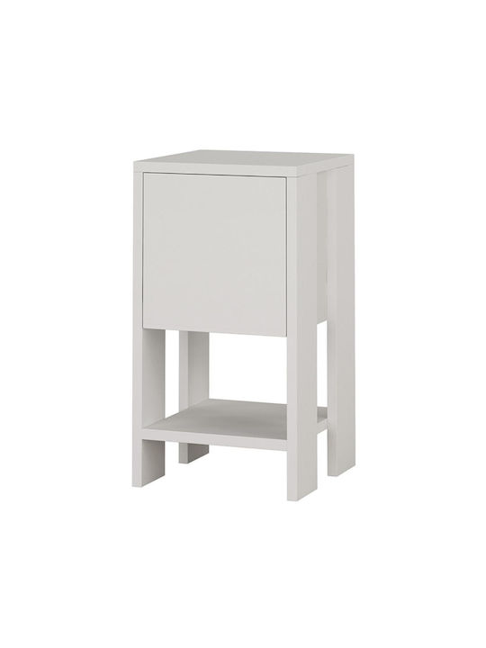 Ema Wooden Bedside Table Λευκό 30x30x55cm