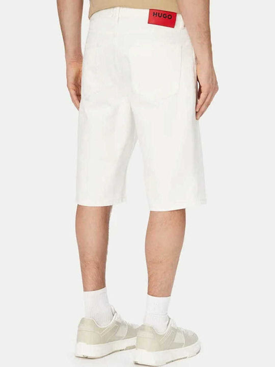 Pantaloni Scurți Bărbați Denim Alb