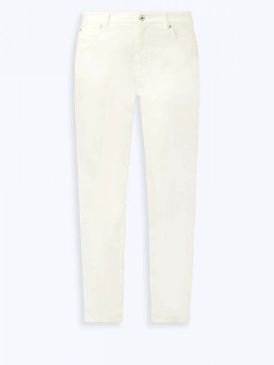 Pantaloni Dama Capri Tesatura High Rise Ecru