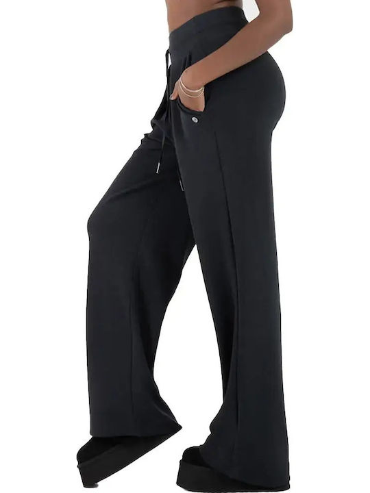 Women's Fabric Trousers in Palazzo Fit Black