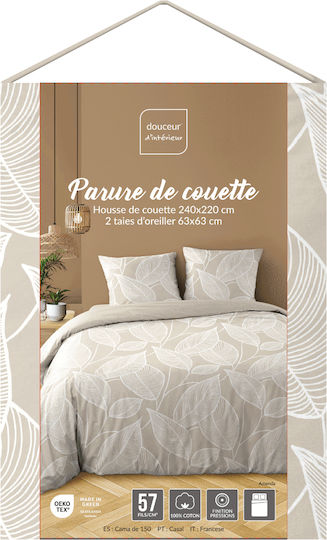 Παπλωματοθήκη Βαμβακερή Υπέρδιπλη 240x220 L-c Amanda Naturel