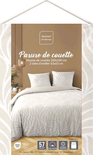 Cotton Duvet Cover King Size 260x240 L-c Morgane Natural