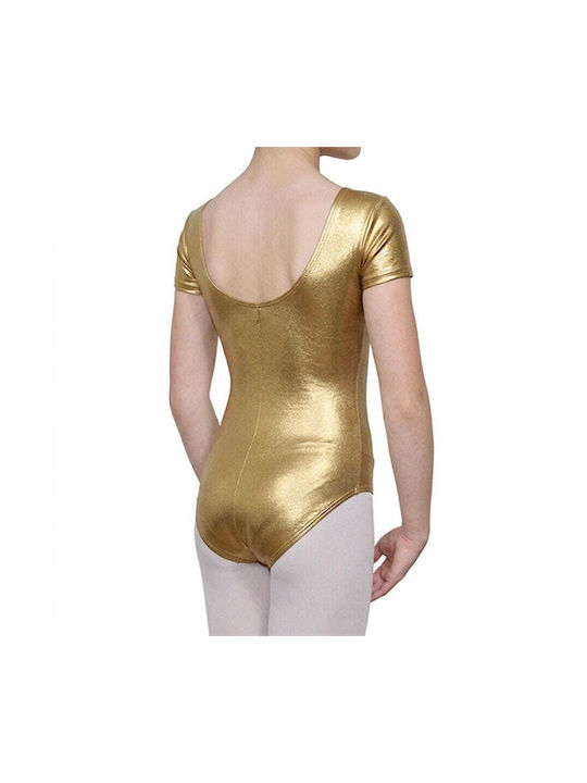 Kinder-Tanzbekleidung Kurzes Ärmeln Bodys Gold Lycra