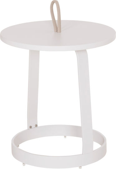 Auxiliary Table for Small Outdoor Spaces Aluminum Foldable Mino White 47x47x53cm
