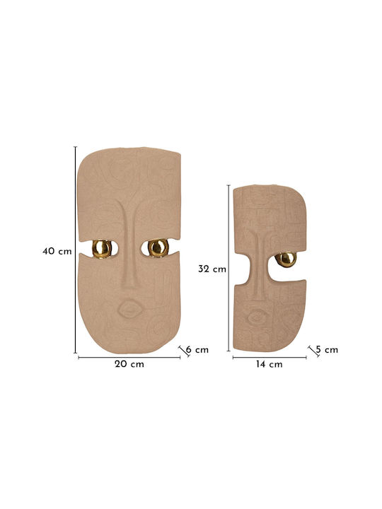 Mauro F Wall Decor Dakar Coppia Beige Made of Ceramic Material 2 Pieces