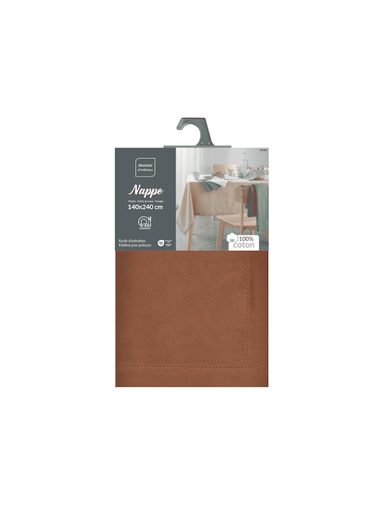 Cotton Tablecloth L-c Charline Mocha 140x240cm