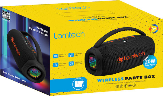 Lamtech Bass Boost Party Box Ηχείο Bluetooth 20W με Ραδιόφωνο και Διάρκεια Μπαταρίας έως 6 ώρες Black Orange