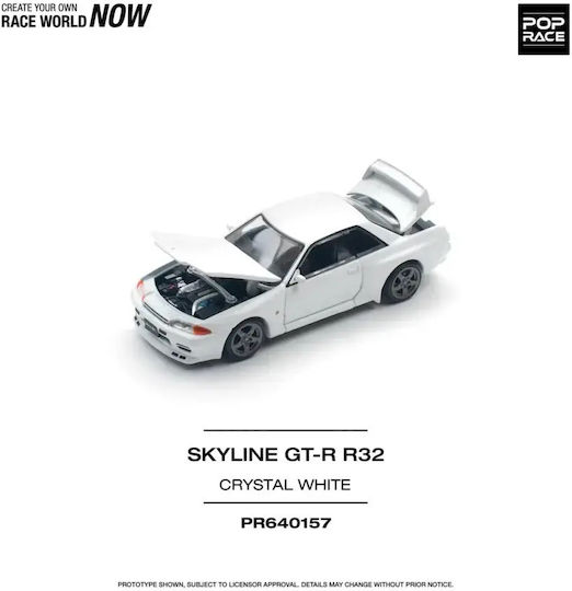 Nissan Skyline Gt-r R32 Mașină Model Scara 1:64 Alb Cristalin Pop Race