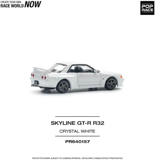 Nissan Skyline Gt-r R32 Mașină Model Scara 1:64 Alb Cristalin Pop Race