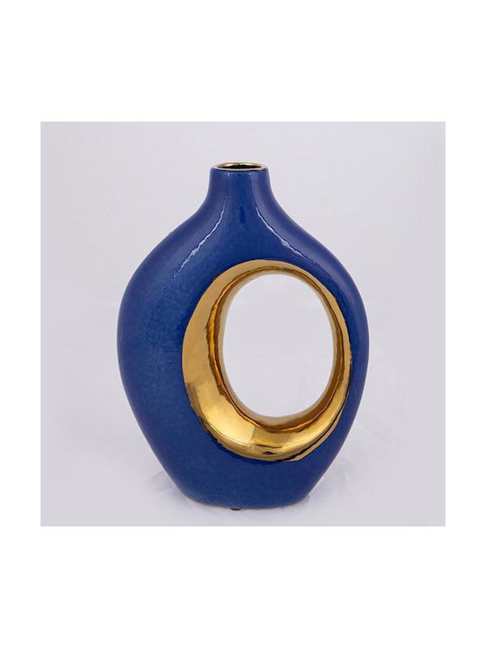 Set Decorative Blue Ceramic Vases 18.5x6.5xH25cm