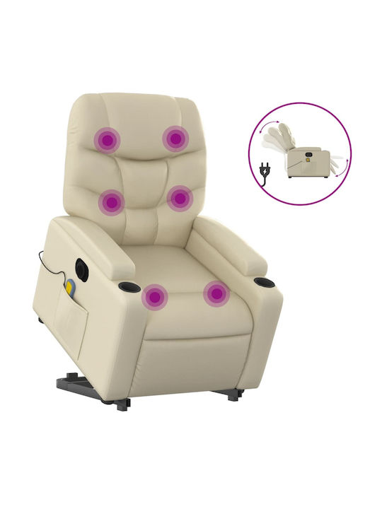 Relax Armchair Massage with Footstool from Leatherette Cream 74x89x100cm