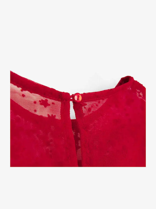 Mädchenkleid Langärmelig Tüll Rot