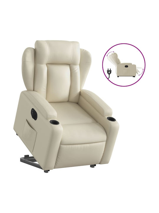 Relax Armchair with Footstool from Leatherette Cream 77x94.5x100cm