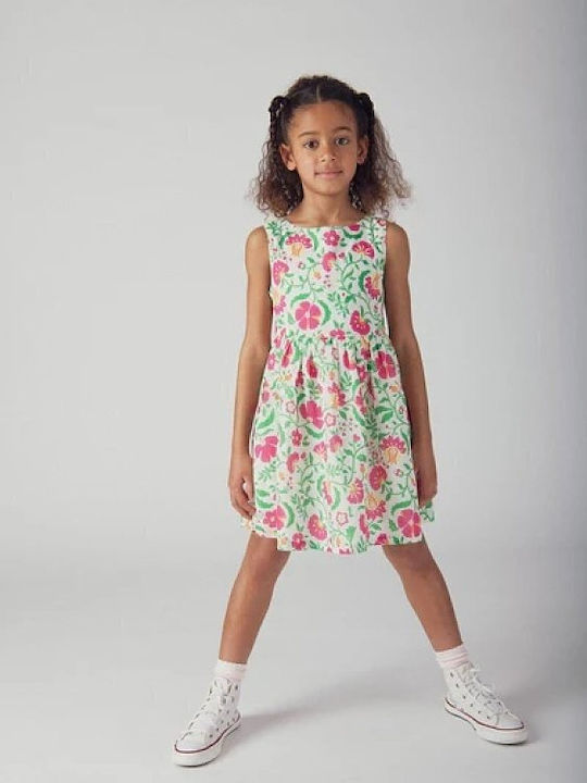 Girls Dress Sleeveless Floral White