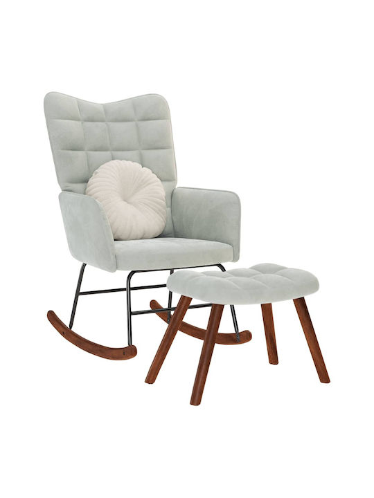 Rocking Armchair with Footstool Light Grey 61x78x98cm
