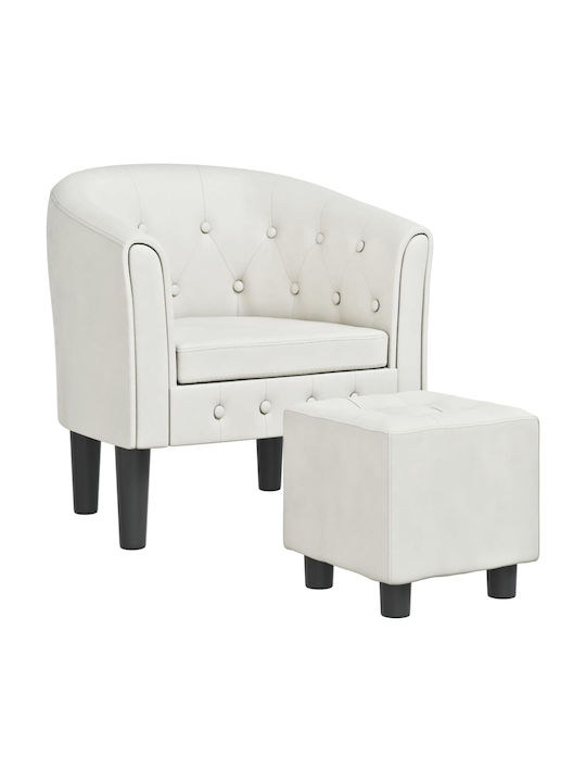 Armchair with Footstool from Leatherette White 70x56x68cm