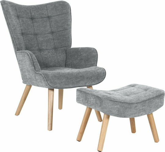 Μπερζέρα με Υποπόδιο Farel 68x76x98cm Γκρι