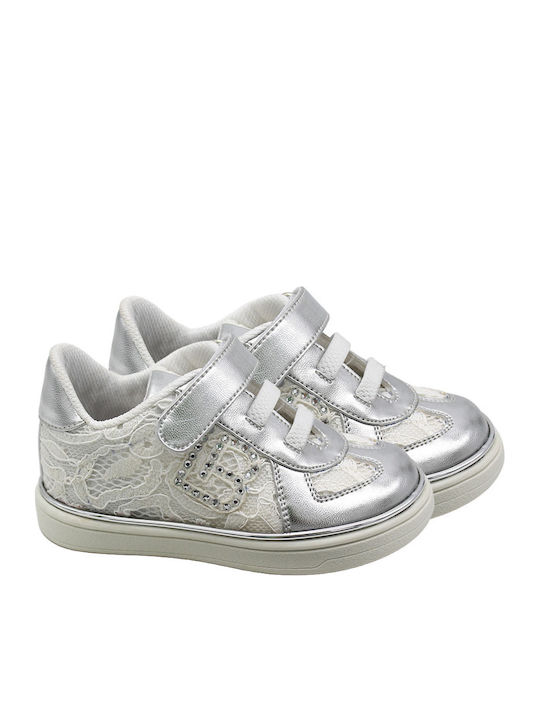 Παιδικά Sneakers Ανατομικά με Σκρατς & Φωτάκια Ασημί