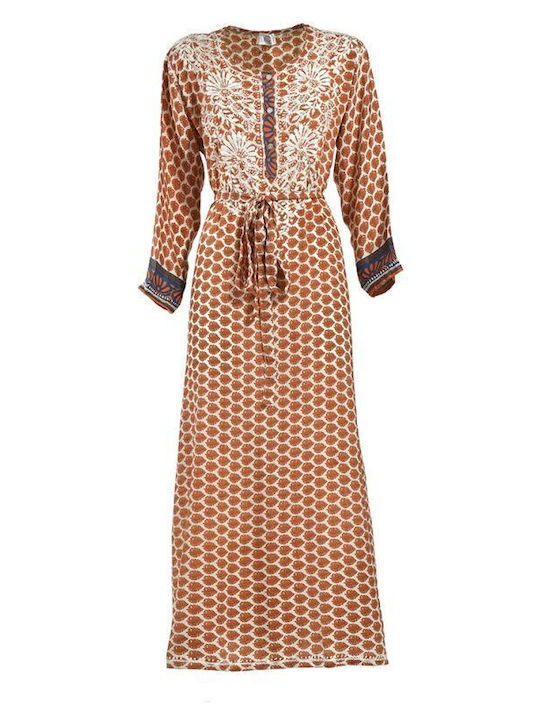 Ble Resort Collection Feminin Lung Caftan de Plajă Beige/orange