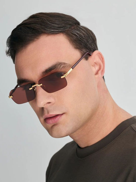 Faos Damenträger Sonnenbrille mit Gold Metallrahmen