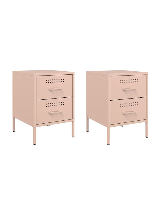 Noptiere Metalice Roz 2buc 36x39x50.5cm