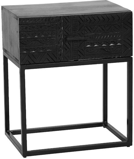 Aztec Wooden Black Bedside Table 35x50x50cm Aztec Wooden Black Bedside Table 35x50x50cm