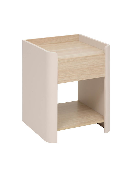 Κομοδίνο F-v Roundy Ξύλινο Μπεζ 40x40x50cm