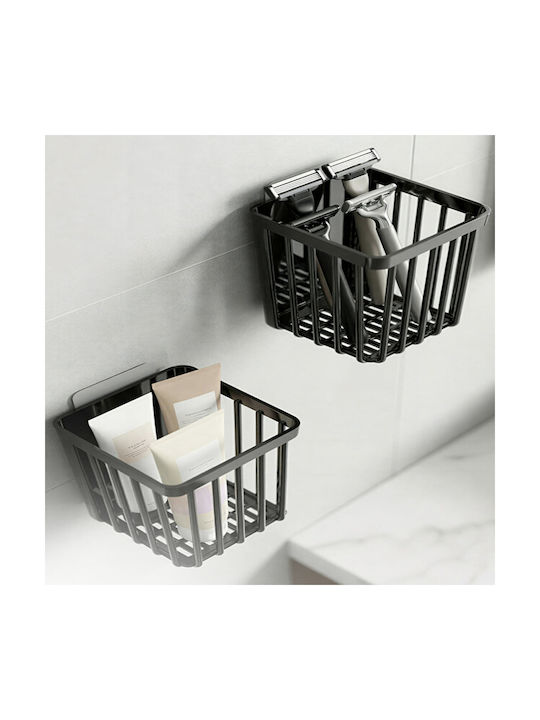 Femmit Adhesive Toothbrush Holder & Bathroom Organizer 2 Pieces – No Drilling Multifunctional Wall Organizer Oral-b Combs Razors & Kitchen – Black Abs Plastic