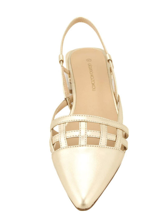 Mules with Heel in Gold Colour