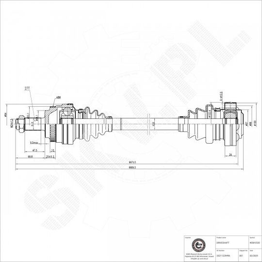 Ημιαξόνιο Bmw 3 Z4 Πίσω Δεξιά 33211229496