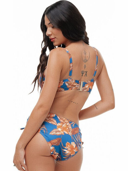 Bikinioberteile E-Cup Mit Polsterung Blumen Blau Farbe