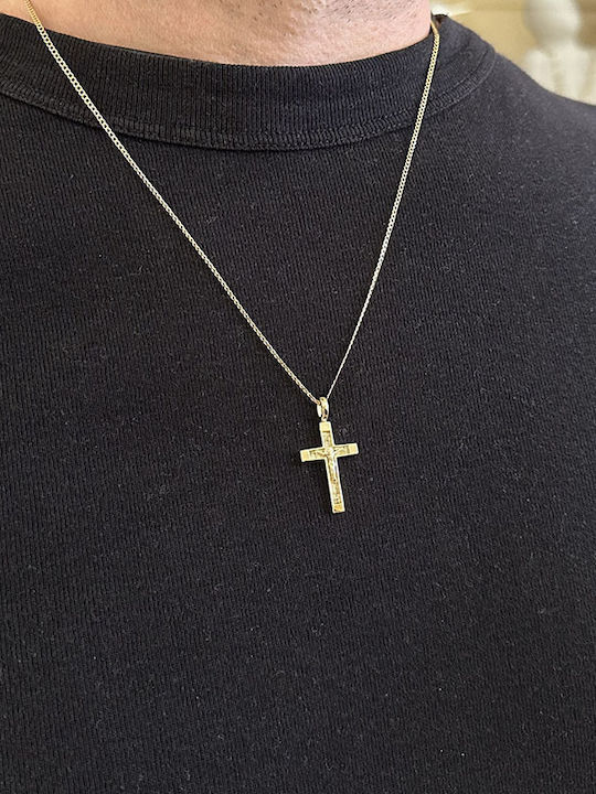 Goldjewels Men's 9K Gold Double Sided Cross with Crucified Without Chain