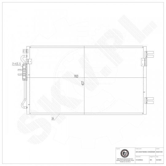 Air Conditioning Condenser Chrysler Voyager IV 5142490AA