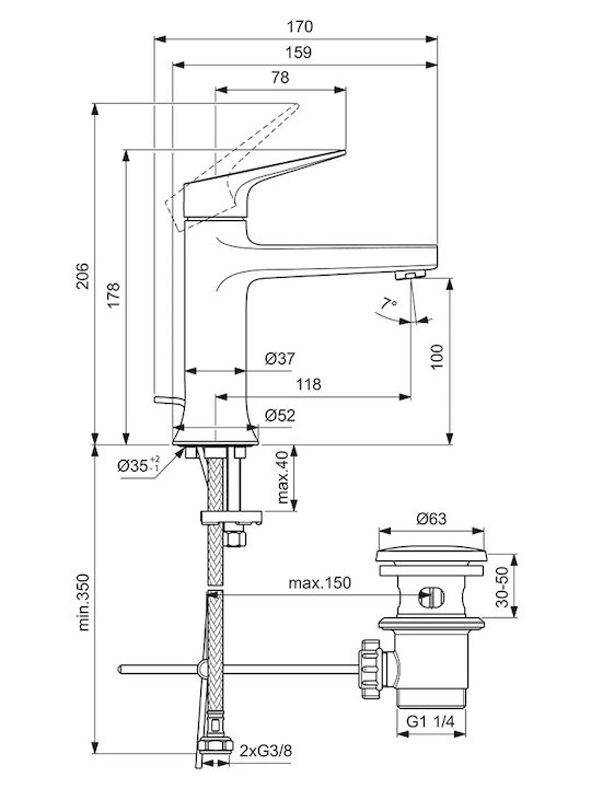 Ideal Standard La Dolce Vita Mixing Sink Faucet Silver
