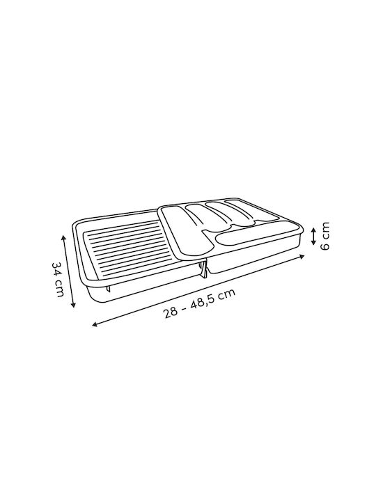 5Five Opening Plastic Drawer Cutlery Tray 48.5x34x6cm Green
