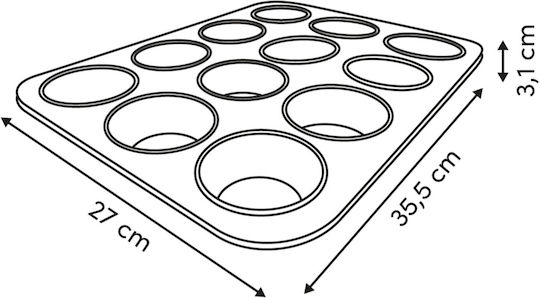 Backform 12 Törtchen Muffins 35,5x27x3 F-v Harmony 209668 35,5x27x3