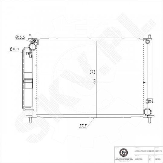Air Conditioning Condenser Renault Clio III Modus A/C Dryer 8200221498