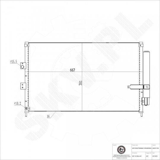 Condensator Climatizare Honda Civic VIII Dezumidificator 80110SNAA41