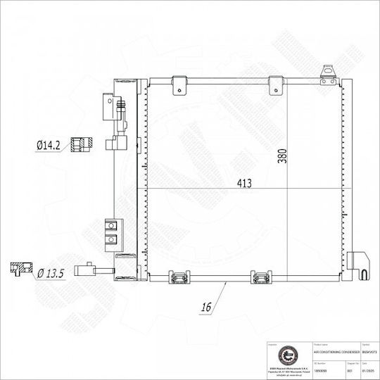 Klimaanlagenkondensator Opel Astra G Zafira A A/C-Trockner 1850058