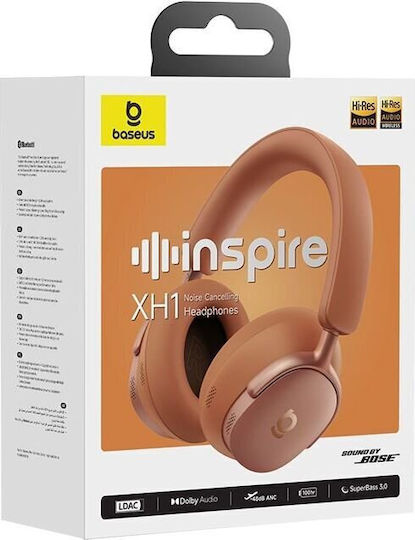 Baseus XH1 OS Sound By Bose Wireless Wired Over Ear Headphones With 100 Hours Playing Time Sunset Coral