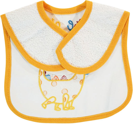 Baby Tone Cute Yellow Dino Σαλιάρα από 100% Βαμβάκι με Αυτοκόλλητο Cute Yellow Dino